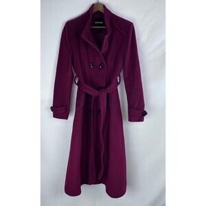 Escalier Women's Wool Trench‎ Coat Winter Double-Breasted Jacket with Belts Sz S